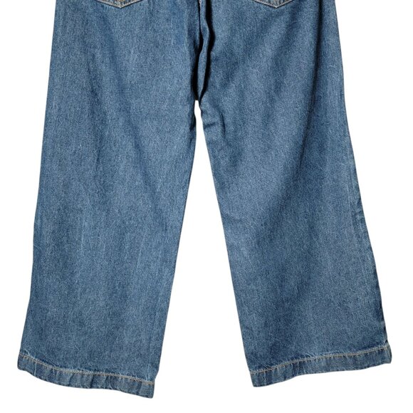 Jealous 21 Womens Belted High Rise Wide Leg Retro Crop Denim Blue Jeans Size 26 - Picture 6 of 11